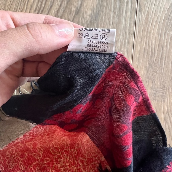 NWT Genuine Jerusalem 100% Cashmere Scarf Red and Black Women’s Wrap Shawl - Picture 6 of 6